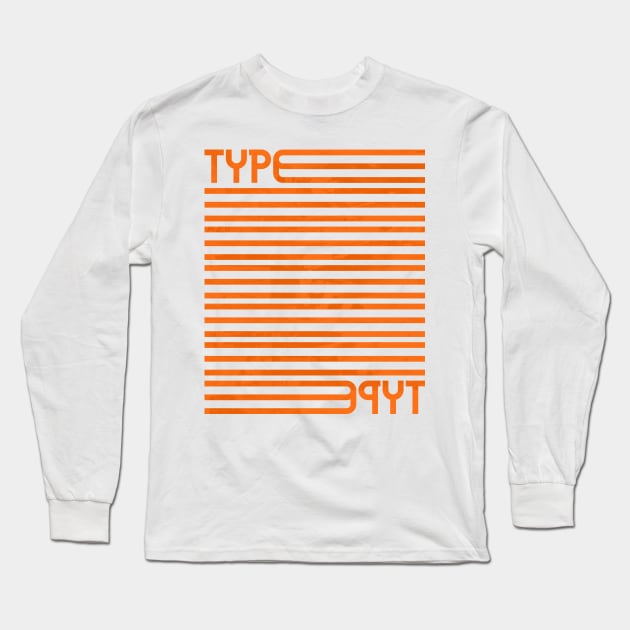 Type Stripes (Orange) Long Sleeve T-Shirt by John Uttley